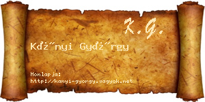 Kányi György névjegykártya
